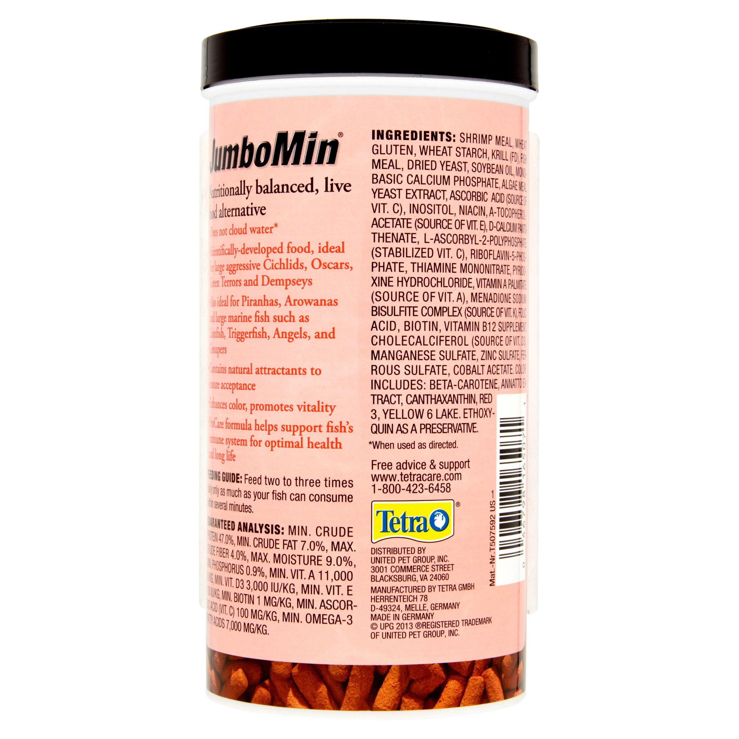 Tetra JumboMin Large Floating Sticks, Food for Monster Fish, 7.4 Ounce