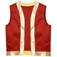 thumbnail image 3 of YONGHS Mens Sleeveless Toad Cosplay Metallic Shiny Trim Cardigan Holiday Vest Top Waistcoat Red XL, 3 of 6
