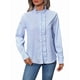 thumbnail image 2 of Blusas de Oficina de Larga con Cuello Alto y Botones A Rayas para Mujer Azul XL, 2 of 10