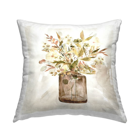Stupell Industries Earth Tone Bouquet Decorative Printed Throw Pillow Design by Carol Robinson.