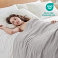 thumbnail image 2 of Exclusivo Mezcla 100% Cotton 4 Layers Muslin Blanket Queen Size for Bed, Moisture-wicking and Breathable Gauze Blanket with Geometric Pattern for Year Round Comfort, 90"x90", Light Grey, 2 of 9