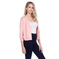 thumbnail image 4 of Cielo Women's 3/4 Sleeve Solid Open Front Cropped Bolero Shurug Light Cardigan, 4 of 4