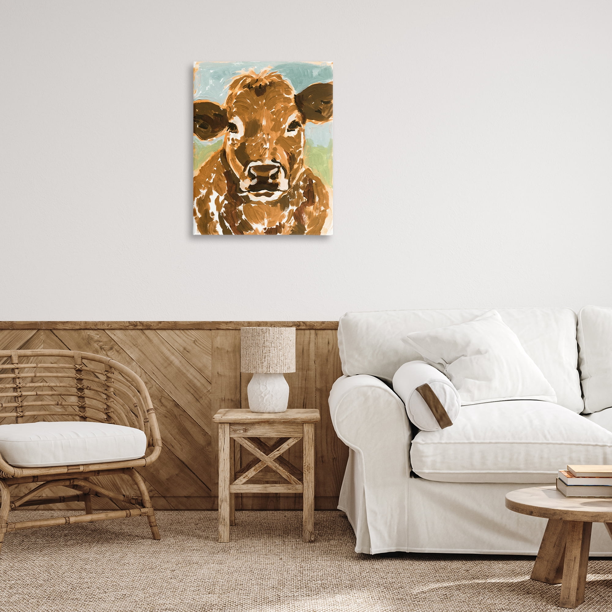 Stupell Industries Spotted Cattle Calf Animals & Insects Painting Gallery Wrapped Canvas Art Print Wall Art, 24 x 30