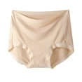 thumbnail image 2 of SGMVNU Women's High Waist Full Coverage Underwear Seamless Lightweight Thin Solid Color Stretch Breathable Briefs, Beige, Size L, 2 of 3