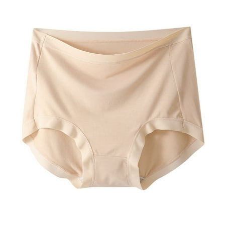 Huesdet Women s Briefs Underwear Cotton High Waist Tummy Control Panties Ladies Panty(Beige L)