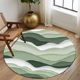thumbnail image 3 of Sage Green Ombre Large Area Rugs for Bedroom Living Room, Soft Non Slip Carpet Bedside Rug, Modern Moire Geometric Abstract Round Floor Cover Kitchen Accent Rug 8' for Dining Room/Office, 3 of 9
