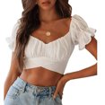 thumbnail image 1 of Femmes hors Épaule Top, Ruffle Femmes Crop Top Femme Ruffle Crop Top hors Épaule Top Fonctionnalité Intelligente, 1 of 6