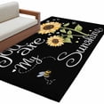 thumbnail image 6 of You Are My Sunshine Area Rug 3x5 Washable Rug Non Slip Yellow Sunflowers Cute Bees Heart Black Large Area Rug Indoor Floor Carpet for Entryway Bedroom Kitchen Living Room Home Office Dining Room, 6 of 8