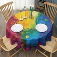 thumbnail image 3 of Colorful Abstract Pattern Round Tablecloth 60"x60",Wrinkle Wipeable Table Cloth for Kitchen Dining Room Picnic Patio Party, 3 of 6