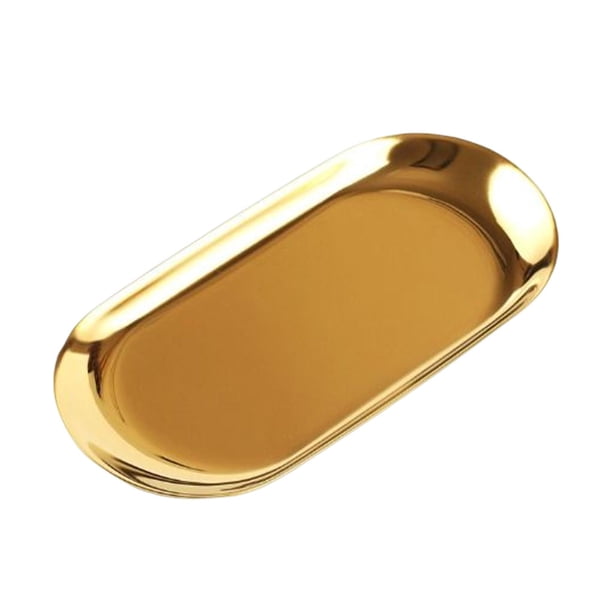 Wosthever Bandeja de forma ovalada de estilo nórdico, bandejas de dorado, almacenamiento de platos de escritorio, soporte para platos de Type2 NO2