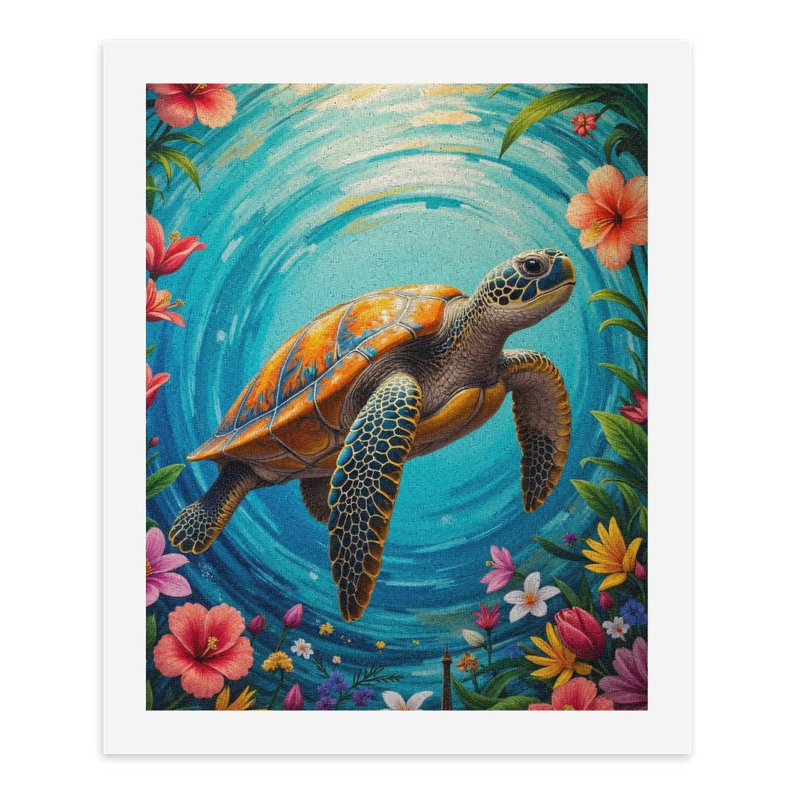 Paint By Numbers Kit for Adults Beginner - DIY Turtle Ocean Floral Fantasy Canvas Painting Kits for Adults, Frameless Paint By Number for Adults for Home Wall Decor 16x20 Inch
