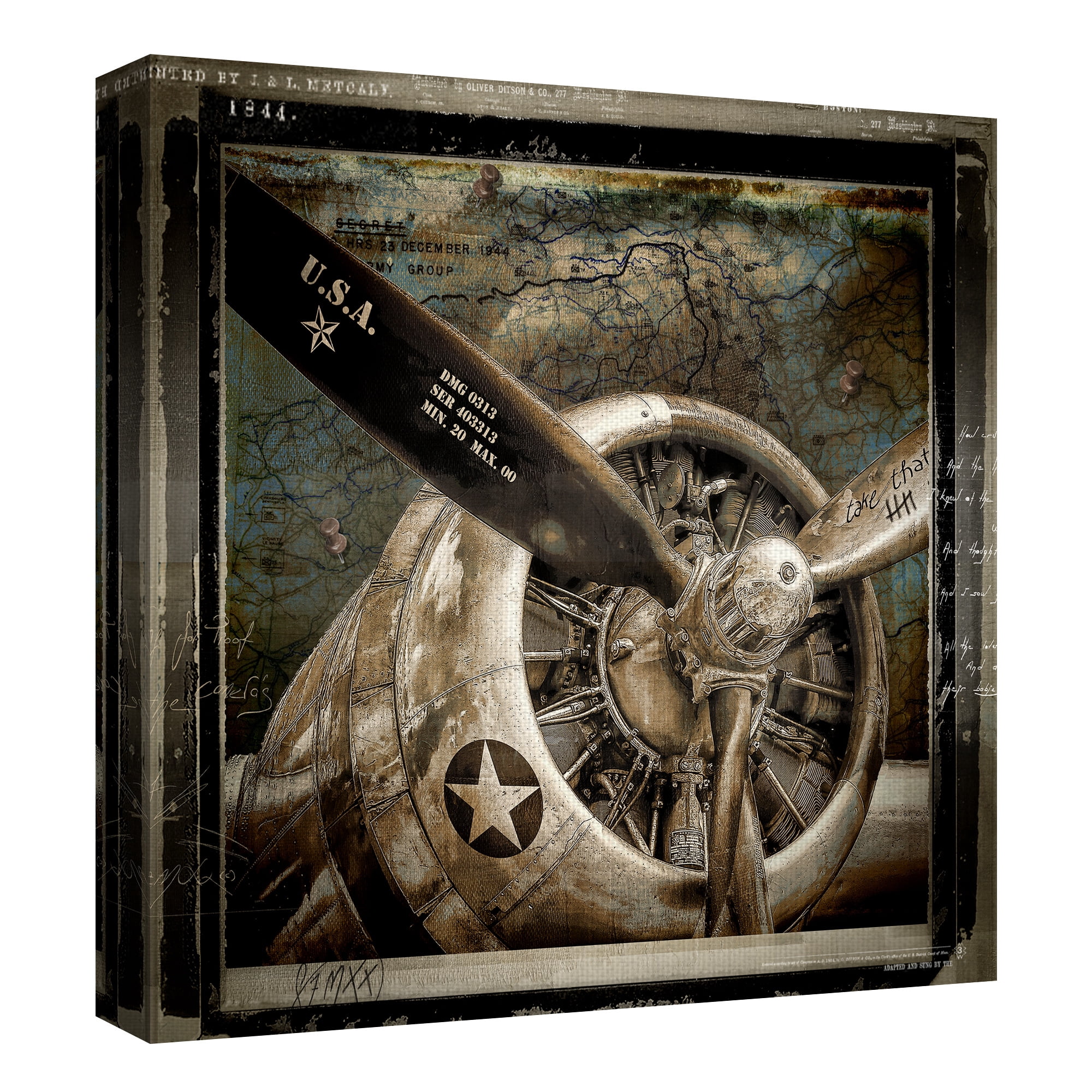 Masterpiece Art Gallery Wing And A Prayer Fighter Airplane By Mindy Sommers Canvas Art Print 30" x 30"