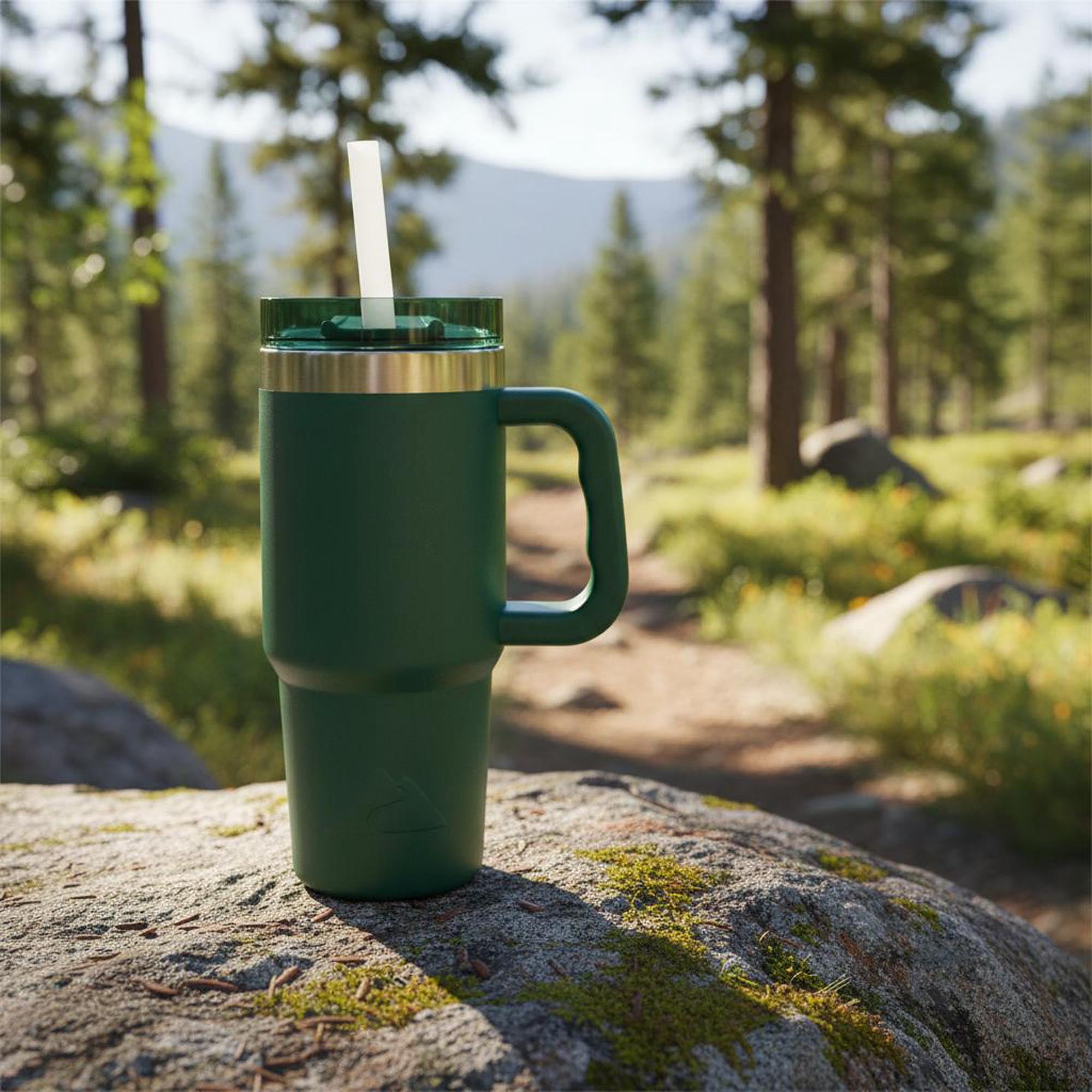 Ozark Trail 18 oz Stainless Steel Insulated Tumbler with Handle, Dark Green
