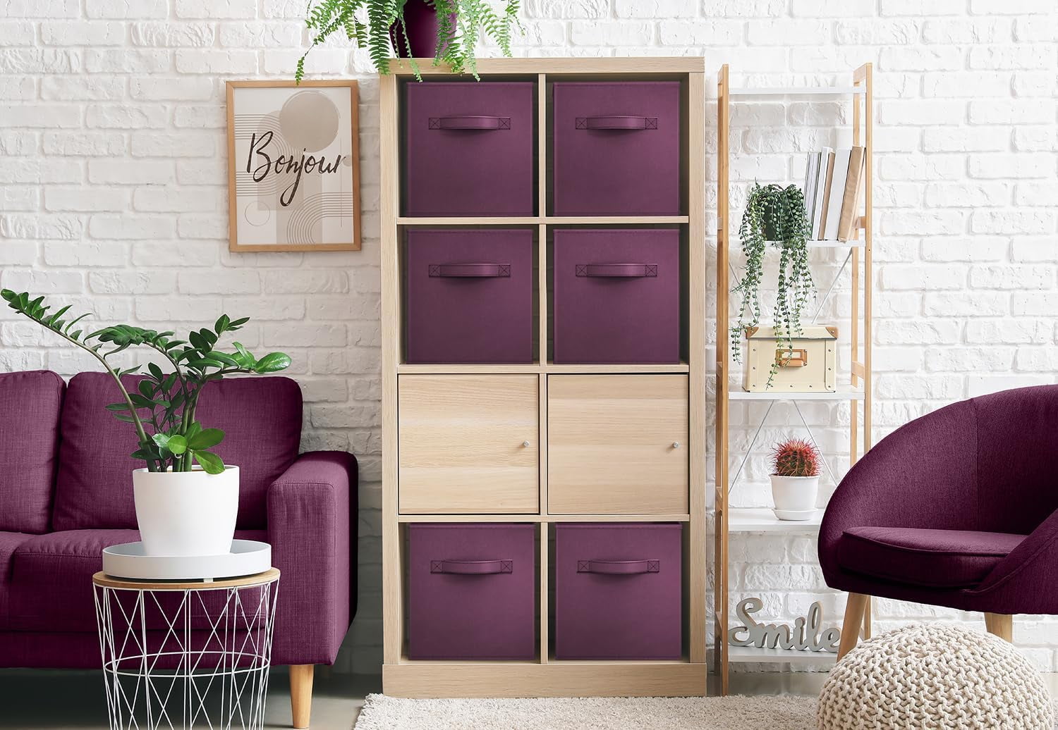 Sorbus 11" Foldable Fabric Storage Cube Bin, Purple