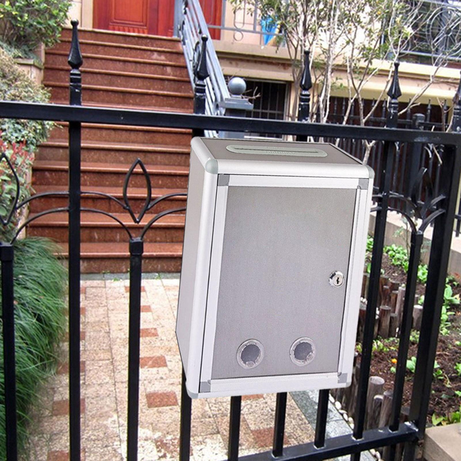 Baoblaze Wall Mount Mailbox Postbox Secure Rustproof Metal Vertical with Key Drop Box BM035 Top Input