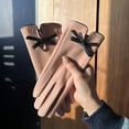 thumbnail image 2 of Comdrip Gloves for Winter Ladies' Warm Gloves with Bows Suitable for Work with Extra Fleece Thickened and Windproof for Cycling Womens Gloves for Cold Weather Pink One Size, 2 of 4