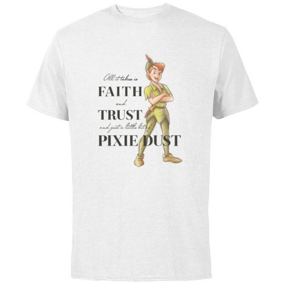 Disney 100 Anniversary Peter Pan D100 Quote Pixie Dust - Short Sleeve Cotton T-Shirt for Adults - Customized-White
