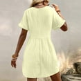 thumbnail image 3 of Sakmal Casual Summer Dresses for Women Ribbed with Pocket Solid Yellow Sleeveless Comfort Fit Mid-Length Shift Dress, 3 of 7