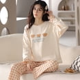 thumbnail image 4 of Pijamas coreanos de manga larga para mujer, traje de estar por casa con estampado de oso, pantalones a cuadros, ropa de dormir para niñas, Otoño e Invierno, 4 of 4