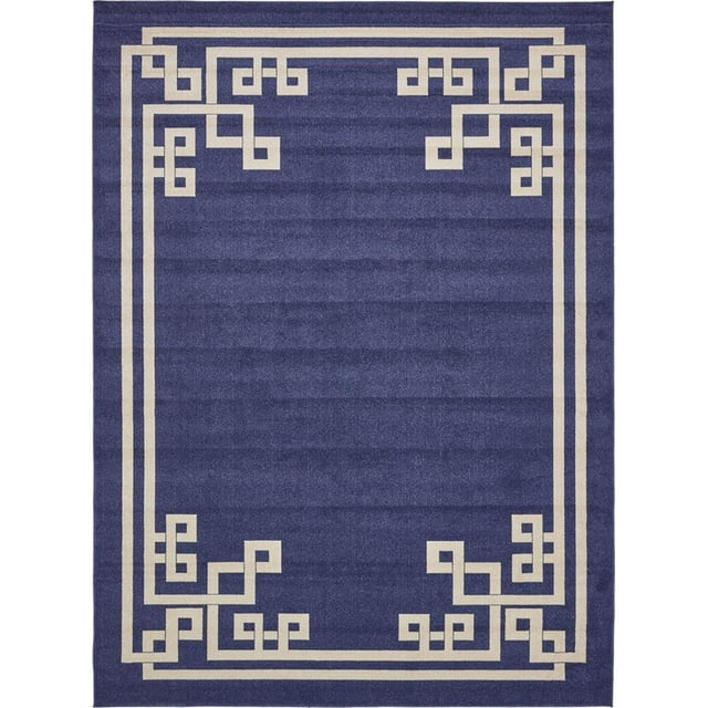 Unique Loom Tapis de Bordure Tribal Athens 10' x 13' Rectangulaire Bleu Marine/beige