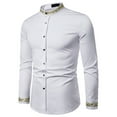 thumbnail image 2 of DPTALR Chemise Décontractée pour Hommes à Boutons Col Montant Brodée Manches Longues, 2 of 4