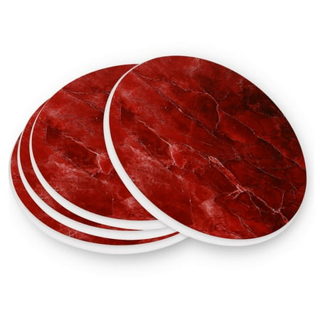 

Round Coasters Modern Style Ceramic Coaster Waterproof and Durable Drink Coaster Coasters set of 4 Customizable Coasters 1pc Red Marbled