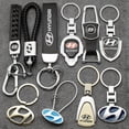 thumbnail image 2 of Metal/Leather Car Keychain Badge Emblem For Hyundai Elantra Kona i10 i20 i30 ix25 ix35 Tucson N Line Key Chain Rings Accessories, 2 of 10