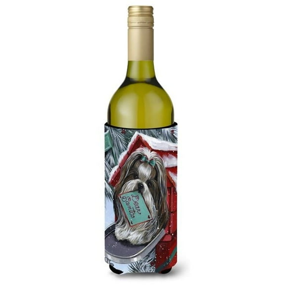 Carolines Treasures PPP3189LITERK 24 oz Shih Tzu Christmas Letter to Santa Wine Bottle Hugger