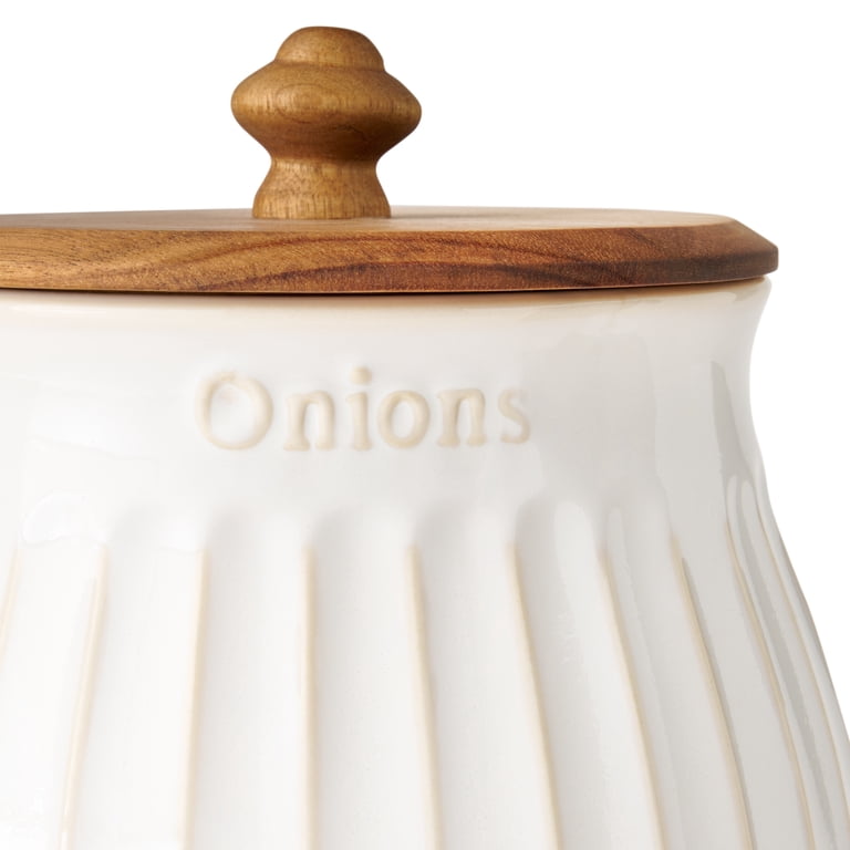 The Pioneer Woman Colette Stoneware Onion Keeper, White - Walmart.com
