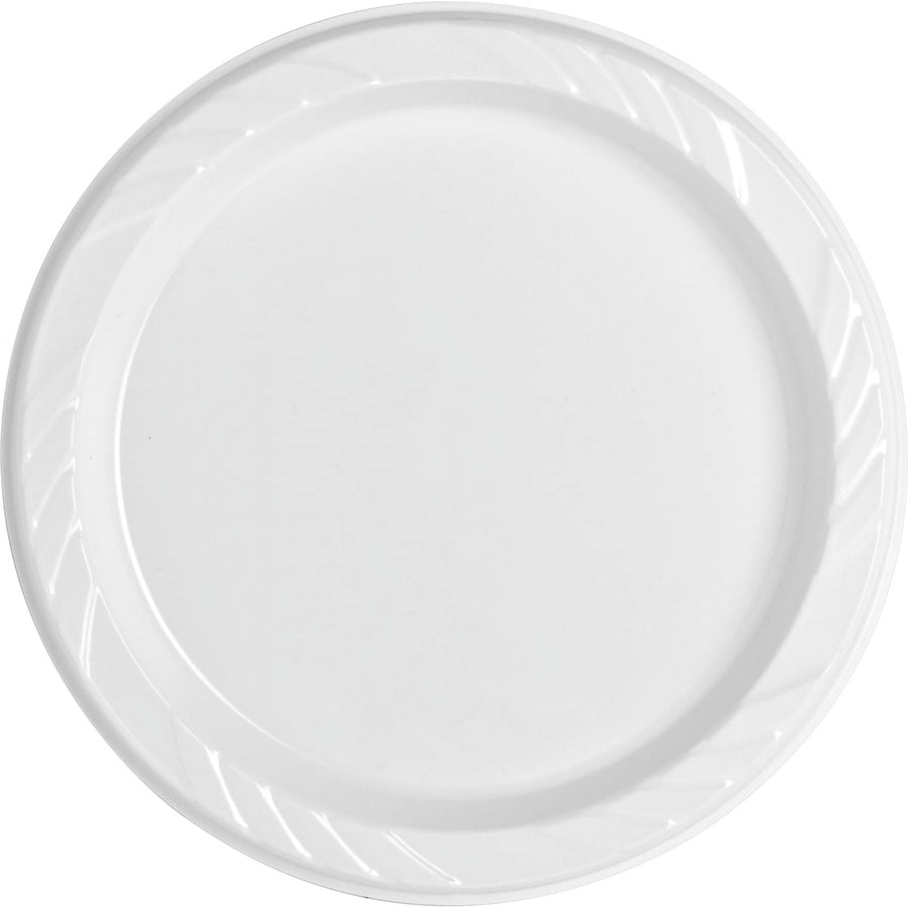 Genuine Joe Reusable Plastic White Plates - 125 / Pack - Serving - Disposable - White - Plastic Body - 500 / Carton