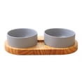 thumbnail image 1 of Laklulu Cuenco de cerámica de Madera Maciza para Gatos Antivuelco Utensilios de Comida universales para Perros y Gatos con Rejilla de Madera, 1 of 5