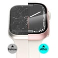 thumbnail image 2 of 4-Pack for Apple Watch Case Series SE 2022 6 5 4 44mm, iWatch Protector, Tempered Glass Film Hard PC Bumper for Women Men, Ultra-Thin Guard (44mm,Clear/Rose Gold/Starlight/Sea Blue), 2 of 5