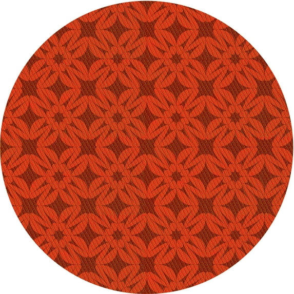 Ahgly Company Machine Washable Indoor Round Transitional Scarlet Red Area Rugs, 7' Round
