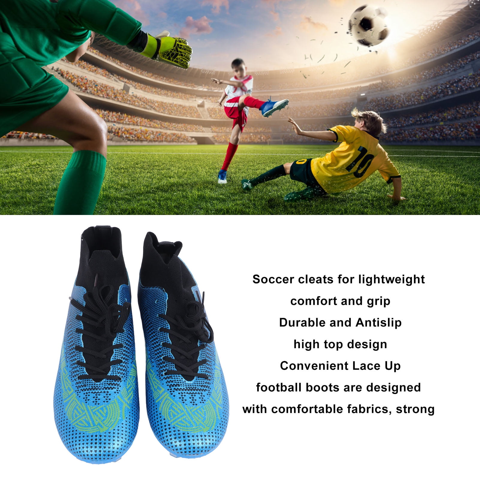 Soccer Shoes for Men Women Football Cleats Shoes High Top Soccer Cleats Lace Up Football Shoes