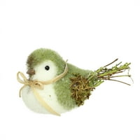 8.25" Green White and Brown Decorative Spring Bird Table Top Figure