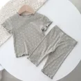thumbnail image 3 of Conjunto de ropa de dormir fina de manga corta para niños, ropa de hogar para niños, conjunto de dos piezas, traje de aire acondicionado, ropa informal para bebé, verano, 3 of 5