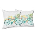 thumbnail image 6 of Ambesonne Summer Throw Pillow Cover 2 Pack, Blue Bike with Flowers, 18", Turquoise Yellow, 6 of 6