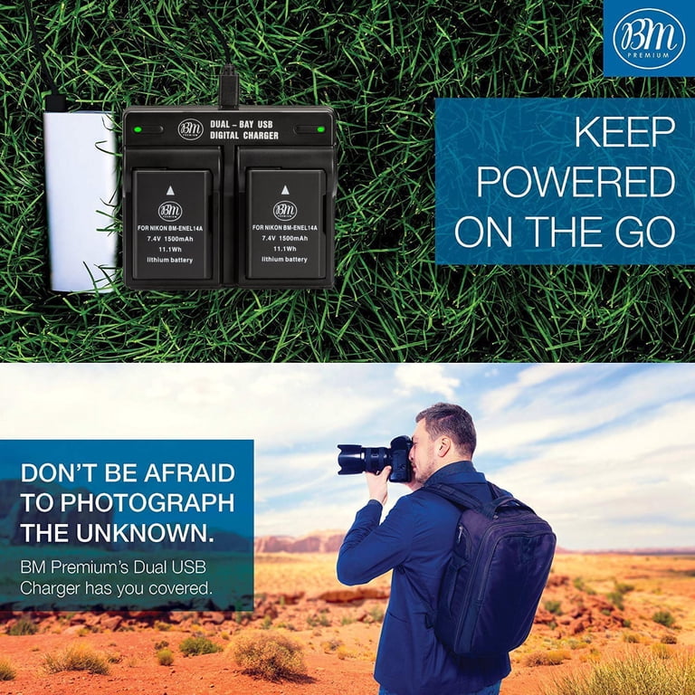 2-Pack EN-EL14a Battery & Charger Kit For Nikon D3500, D5600, D3300 & More – Fully Decoded, 1500mAh