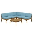 thumbnail image 3 of Christopher Knight Home 6-Piece Acacia Wood Outdoor Sectional Sofa Set with Patio Coffee Table, Blue Cushion, 3 of 9