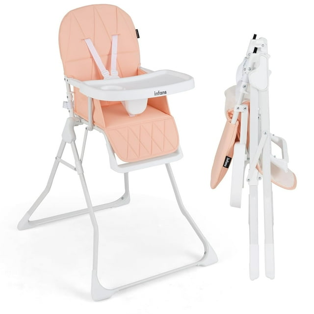 OLAKIDS Baby High Chair, Quick Folding Portable Highchair for Babies and Toddlers with Adjustable Footrest Removable Dishwasher Tray PU Seat, Compact Highchairs for Baby Age 6-36 Months