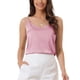 thumbnail image 1 of Camiseta de satén para mujer, top sin mangas con tirantes, cuello en V, casual, formal, camiseta de capa, 2026 M, rosa, 1 of 6