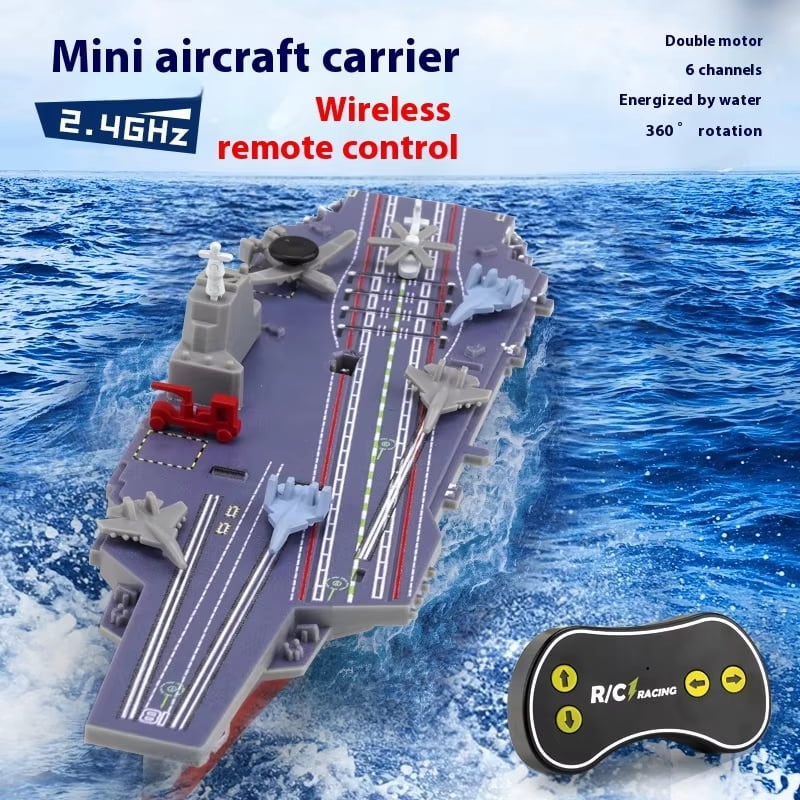 Remote Control Aircraft Carrier RC Boat, 2.4G Remote Control Warship Ship Model with High Simulation Design, Forward Backward Turn Left Right, Water Detection Auto On/Off, 10-15M Range, Rechargeable