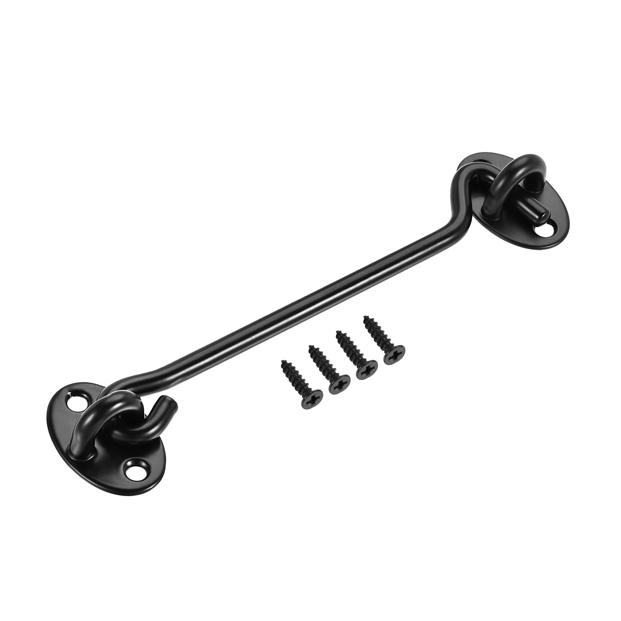Uxcell 6' Cabin Hook Latch 201 Stainless Steel with Screws Black