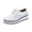 White, variant on Fesfesfes Womens Flats Plain Face Style Matsuke Thick Sole Synthetic Sports British Style Block Medium Heel Hollowed Out Womens Shoes 5.5(36)