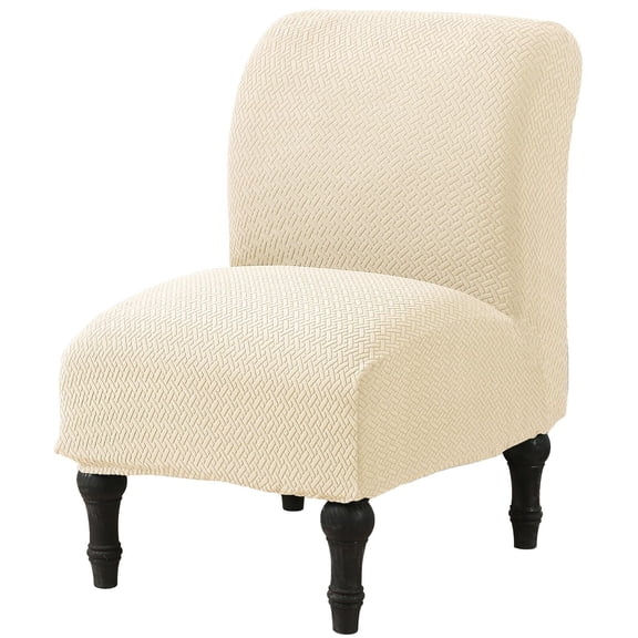 LKJYER Armless Accent Chair Cover Knitted Stretch Slipper Chair Couch Slipcover Removable Washable Furniture Protector Covers for Living Room Bedroom Hotel
