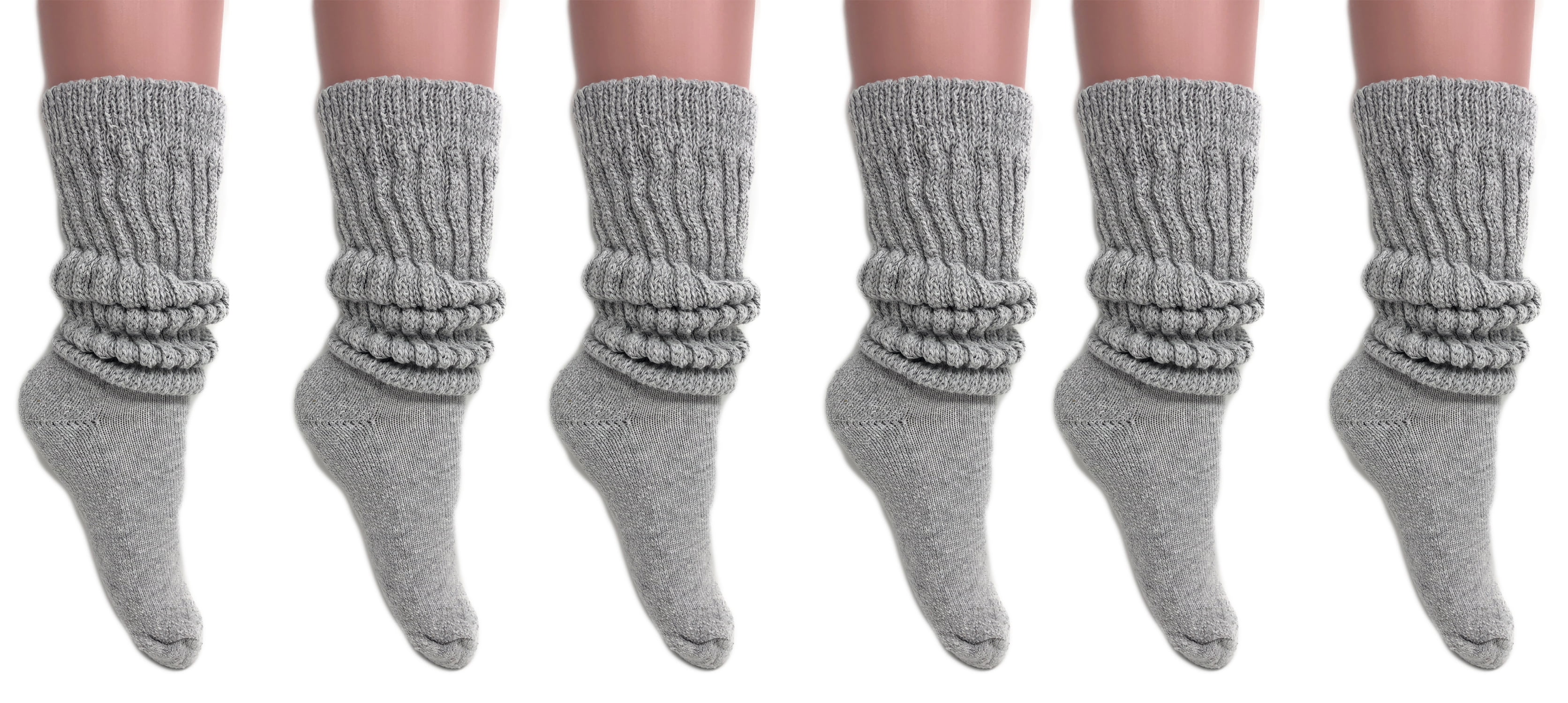 AWS/American Made Heavy Slouch Socks for Women Gray 6 Pair Size 911