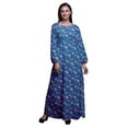 thumbnail image 1 of Bimba Polyester Georgette Leaves & Ranunculus Floral Print Womenâ€™s Long Elastic Waist Casual Summer MaxiÂ&nbsp;Dress-XX-Large, 1 of 5