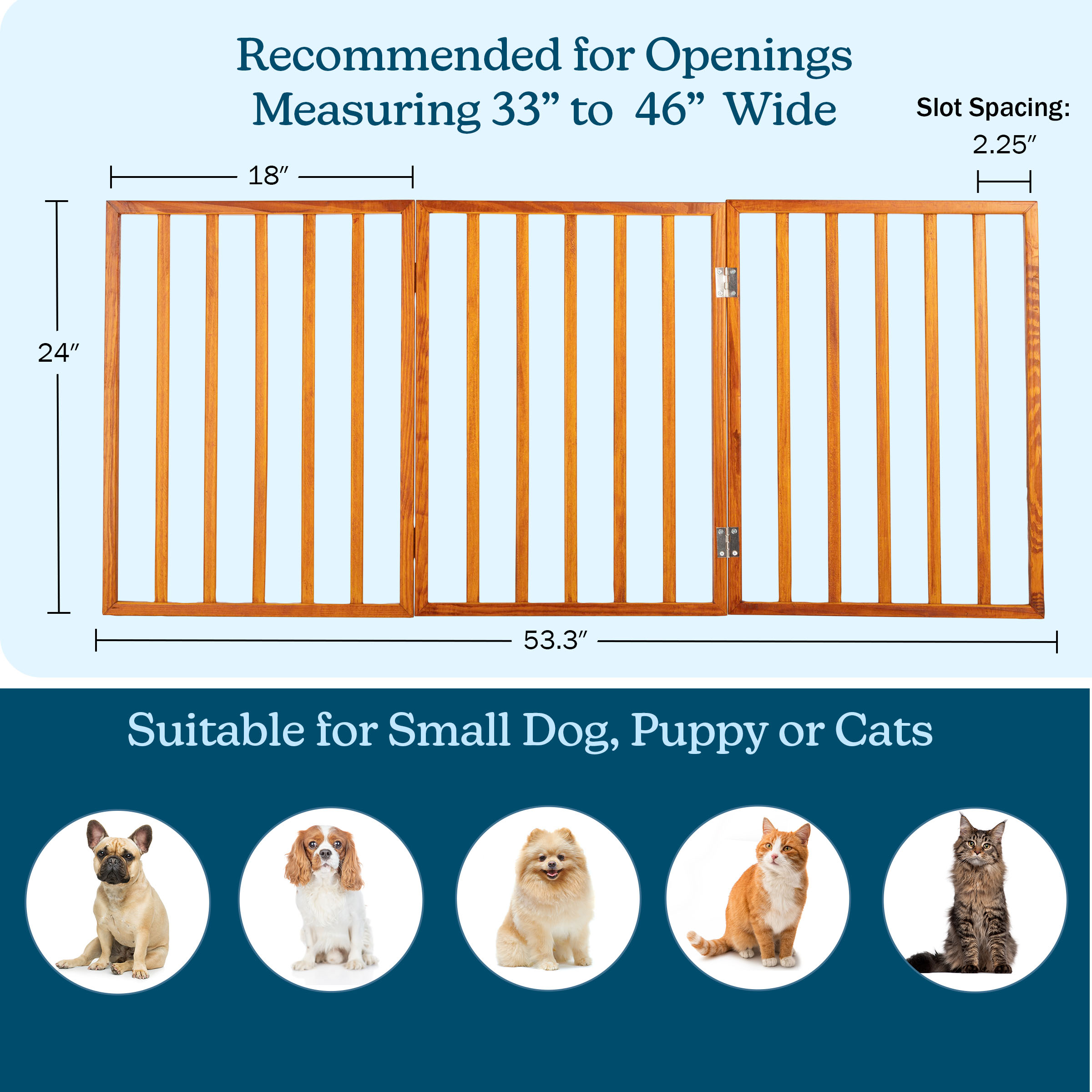 PETMAKER 3-Panel Indoor Foldable Pet Gate for Stairs or Doorways (Mahogany)