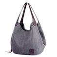 thumbnail image 1 of DOURR Bolso de hombro con múltiples bolsillos para mujer, bolso de mano de lona de algodón a la moda, 1 of 5