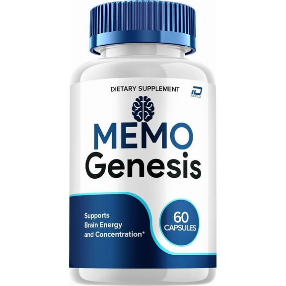 Memo Genesis Supplement Capsules – MemoGenesis Natural Blend Memory Focus Pills, 1 Pack, 60 Capsules